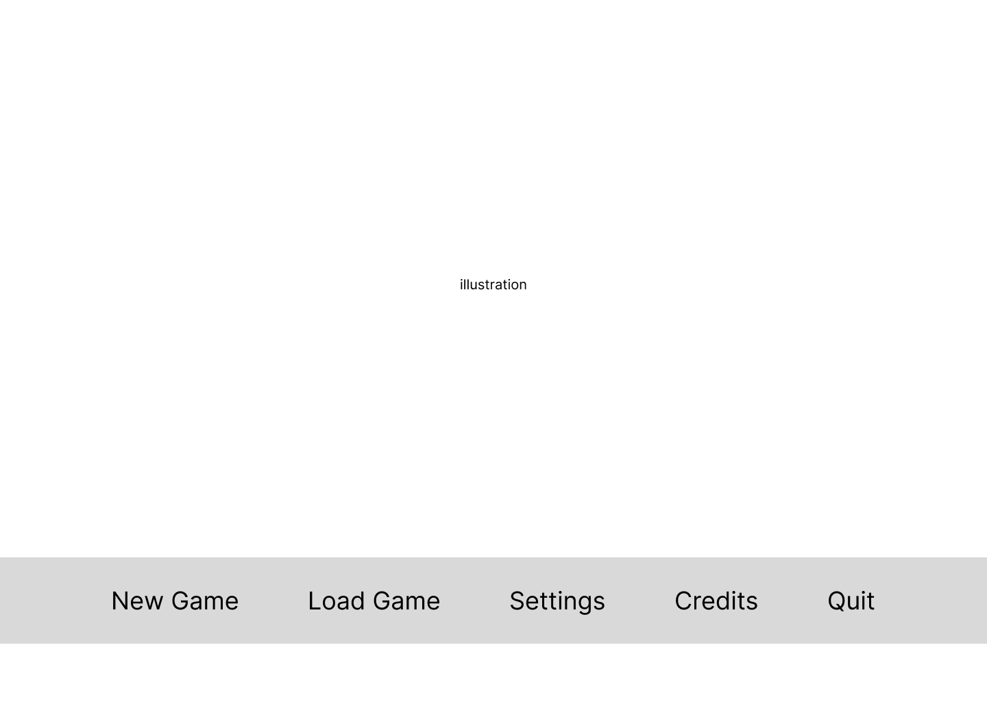 Main menu, low-fidelity wireframe